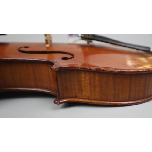 349 - Antique adult size violin 7/8 - In rosewood case marked W E Hill and Son London