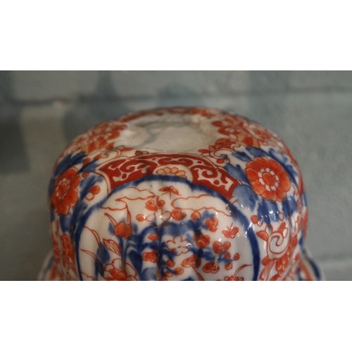 187 - Early Oriental hand painted lidded urn - Approx height: 39cm