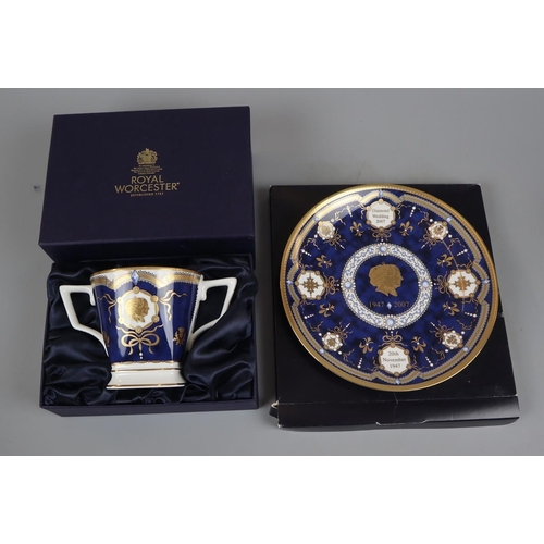 152 - 2 boxed Royal Worcester diamond wedding ceramic items