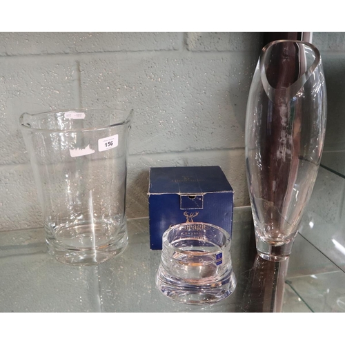 156 - Dartington glass vase together with Gleneagles crystal wine coaster and LSA international champagne ... 