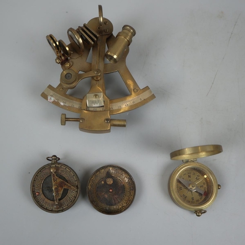 157 - Sextant together with 2 compasses 