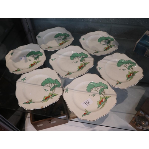 172 - 7 Clarice Cliff Snow White pattern plates