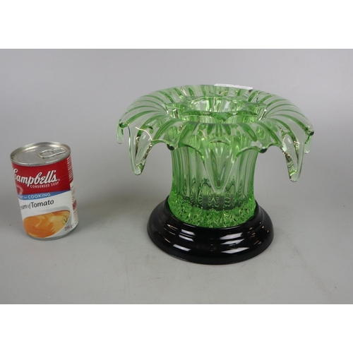 176 - Green frog glass lily vase on base