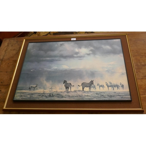 270 - Signed zebra print by David Shepherd 1962