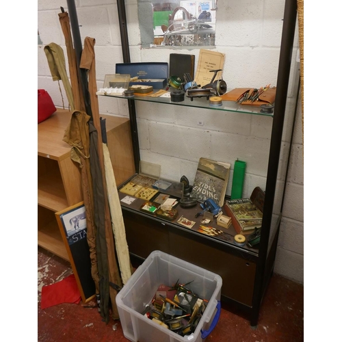 296 - Large collection of vintage fishing equipment to include rods, reels, flys etc.