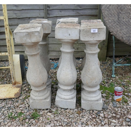 426 - Set of 6 stone balusters - Approx height: 62cm