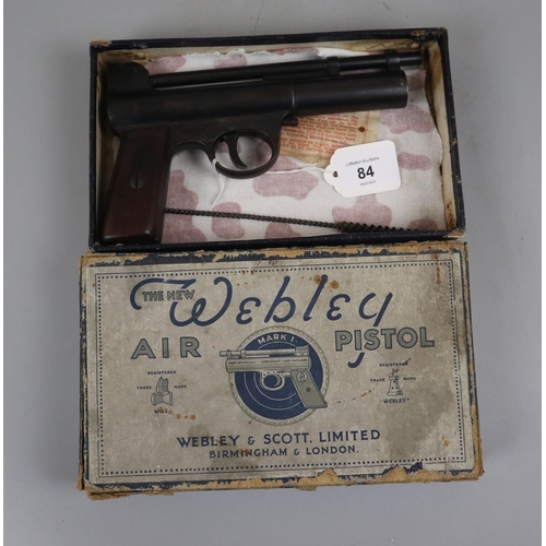 84 - Webley and Scott air pistol mark 1 .22 in original box