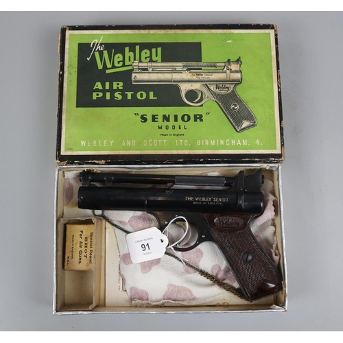 91 - Webley air pistol senior .22 in original box