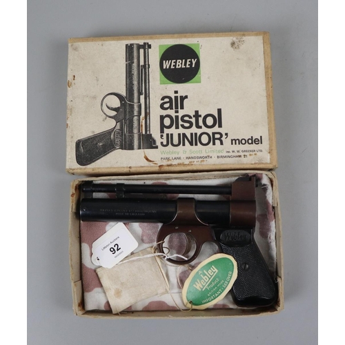 92 - Webley air pistol junior .177 in original box