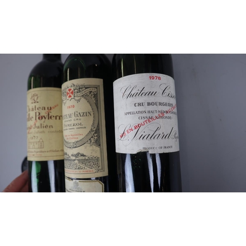 104 - 3 good bottles of wine - 1970 Chateau Gazin, Pomerol, 1977 Chateau Leoville Poyferre, 1978 Chateau C... 