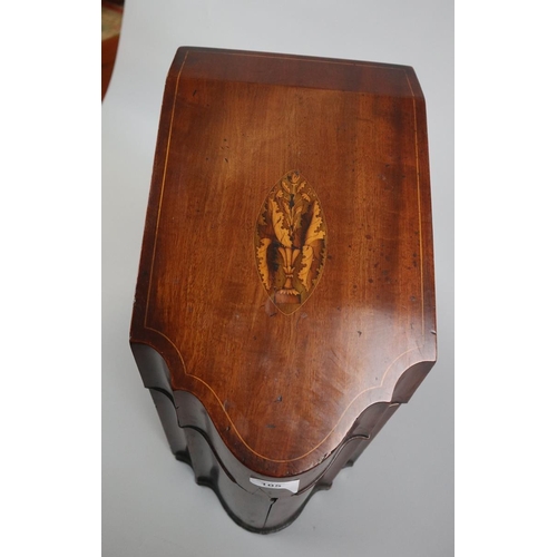 105 - Georgian inlaid mahogany knife box converted to a stationary box