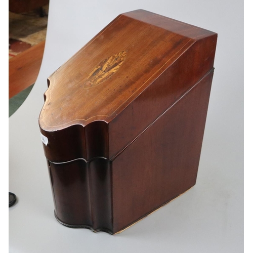 105 - Georgian inlaid mahogany knife box converted to a stationary box