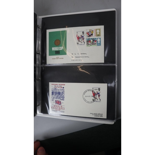 121 - Stamps - GB 1966 World Cup cover and stamps in album