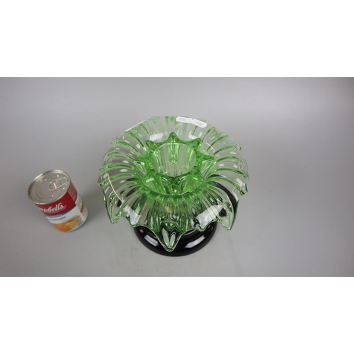 176 - Green frog glass lily vase on base