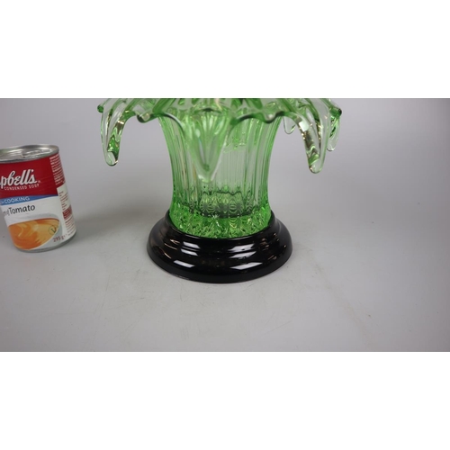 176 - Green frog glass lily vase on base