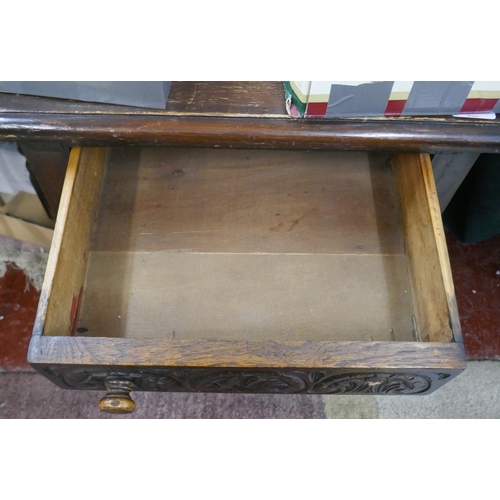 227 - Oak side table with drawer - Approx size W: 91cm D: 43cm H: 66cm