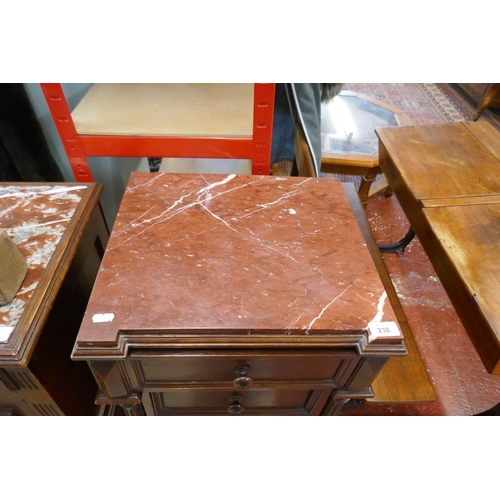 238 - Marble top pot cupboard with side drawers