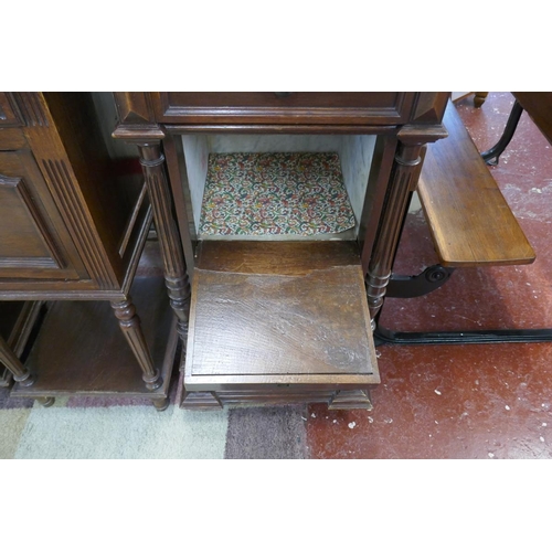 238 - Marble top pot cupboard with side drawers