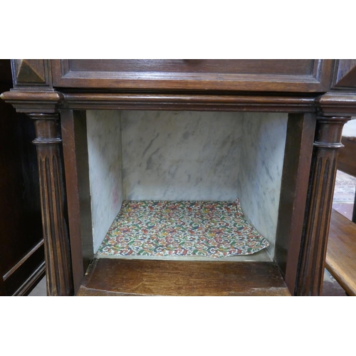 238 - Marble top pot cupboard with side drawers