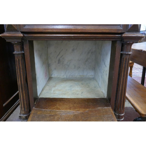 238 - Marble top pot cupboard with side drawers