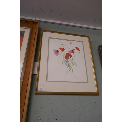 257 - 2 watercolours of poppies