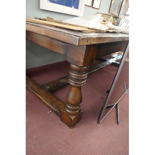 328 - Huge oak plank top refectory/boardroom table – Size: L: 455cm W: 126cm H: 79cm