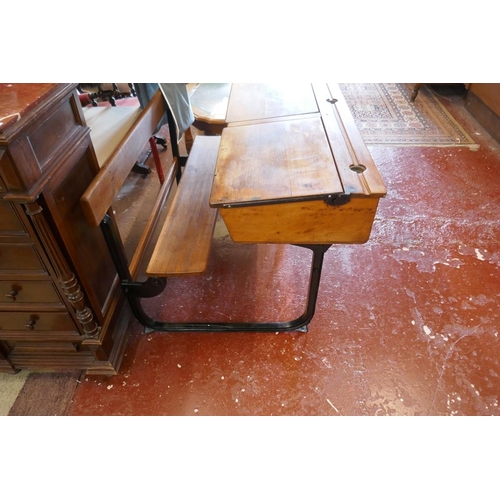 394 - Vintage double school desk