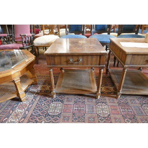 396 - Pair of burr walnut sofa end tables - Approx size W: 56cm D: 66cm H: 54cm