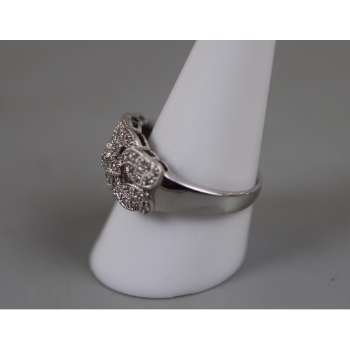 40 - 9ct white gold diamond set ring - Size S