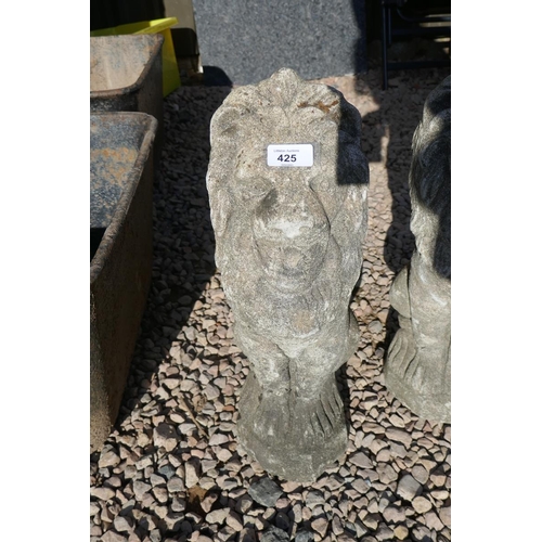 425 - Pair of stone lion garden figures - Approx height 50cm