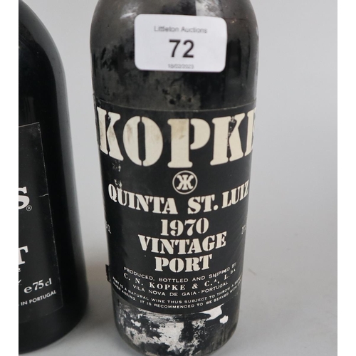 72 - 2 bottles of Port - Dow's 1980 together with Kopke 1970