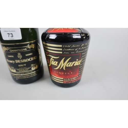 73 - Bottle of Henry Desroches Brut together with bottle of Tia Maria liquor