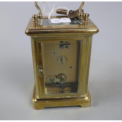 79 - Antique Mappin and Webb carriage clock with key in working order