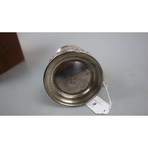 9 - Early hallmarked silver embossed tankard with London marks - Approx weight 377g