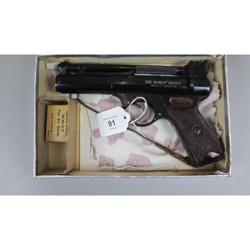 91 - Webley air pistol senior .22 in original box