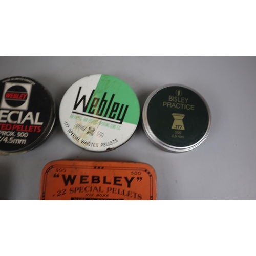 96 - Collection of Webley tins some with pellets in