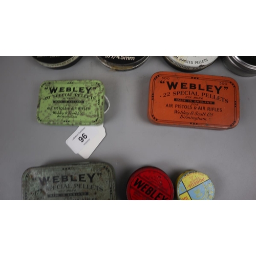 96 - Collection of Webley tins some with pellets in