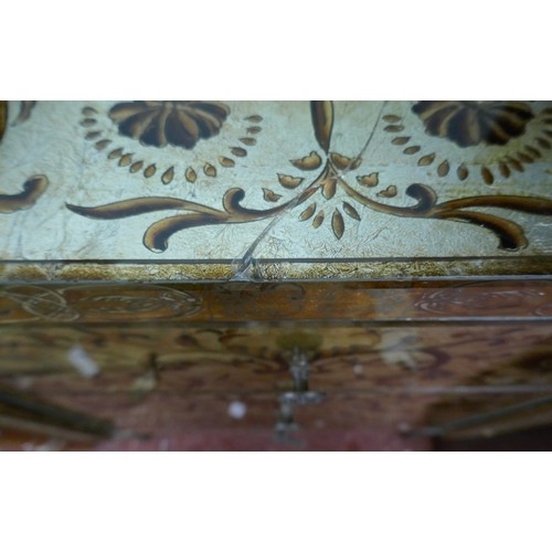 290 - Ornately decorated chest of 3 drawers - Approx size W: 61cm D: 41cm H: 75cm