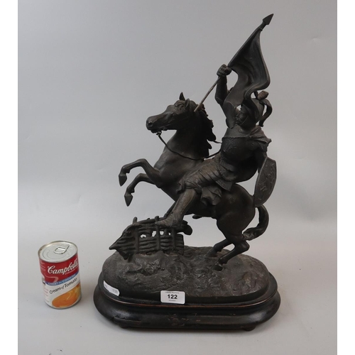 122 - Spelter man on horse - Approx height: 48cm