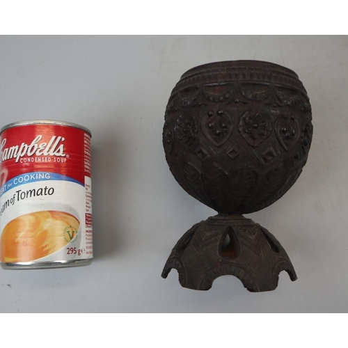 135 - Antique carved coconut goblet