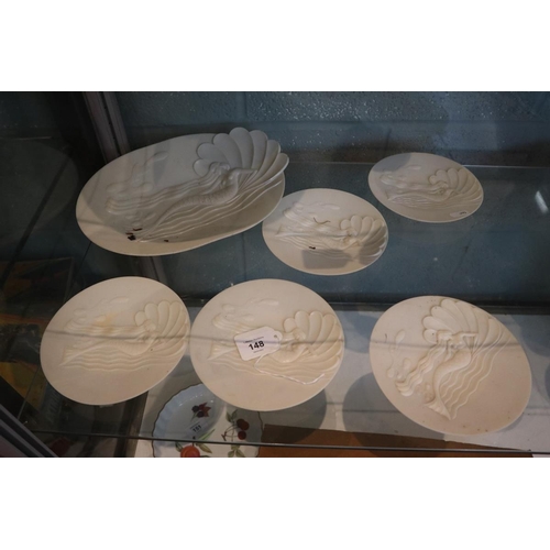148 - 6 mid-century mermaid plastic plates - Modern Stylist series