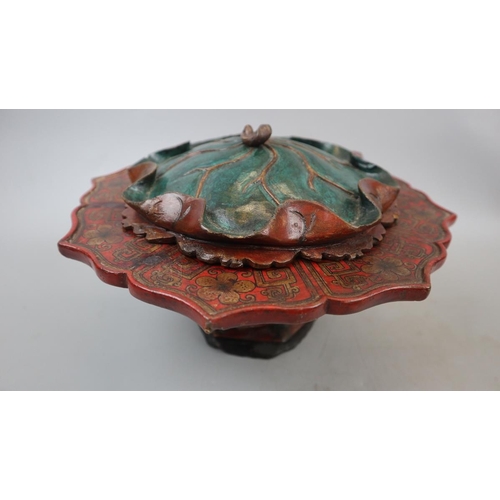 213 - Antique Chinese wooden painted bowl