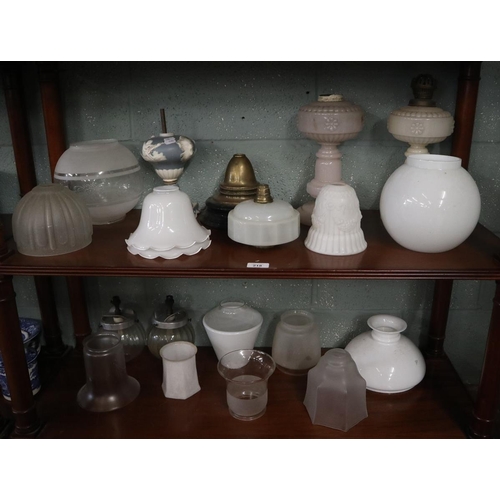 218 - Collection of oil lamp parts