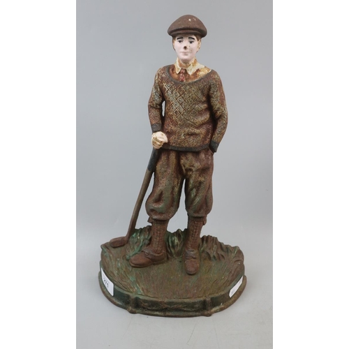 271 - Cast iron doorstop in the form of a golfer - Approx height: 35cm