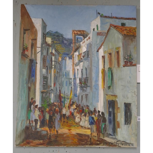 294 - Oil painting by Josep Font Sellabona 1928-2010 - Approx image size: 54cm x 65cm