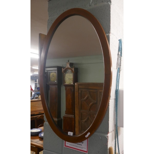 335 - Large inlaid oval mirror