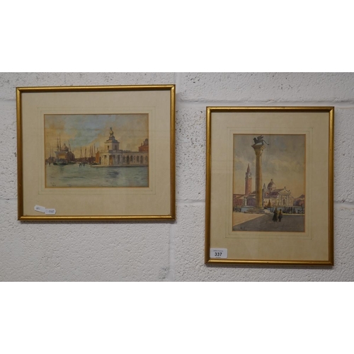 337 - 2 watercolour paintings signed GS 1908