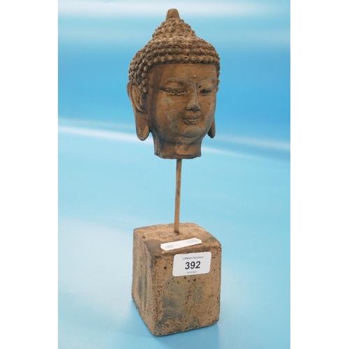 392 - Stone Buddha on plinth - Approx height: 30cm