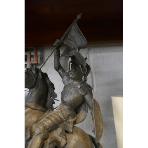 122 - Spelter man on horse - Approx height: 48cm