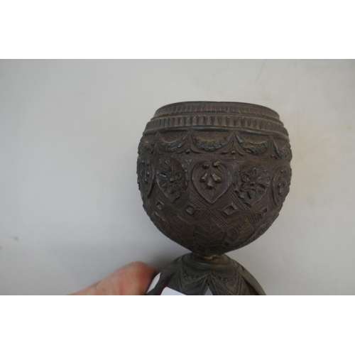 135 - Antique carved coconut goblet